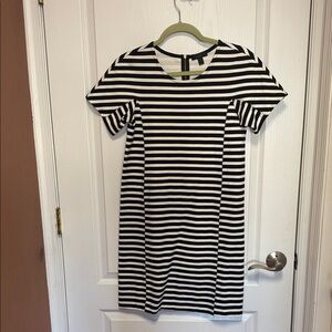 J. Crew Black and White Striped Dress